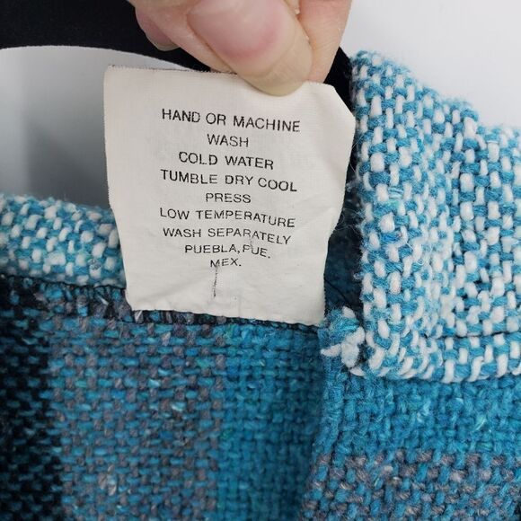 Senors Q Inc. Original Baja Mexican Pullover Hoodie In Aqua Blues - Picture 3 of 6